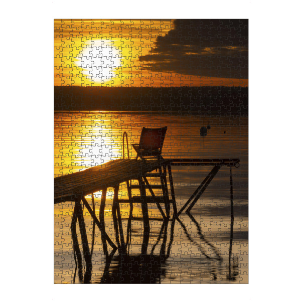 Puzzle Ravensburger "Abends am Ammersee" artboxONE - Natur - Ammersee,Bayern,Abendstimmung,Natur,Sonnenuntergang,Liegestuhl - Bild ammersee