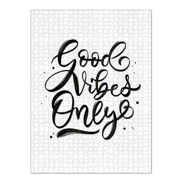 Puzzle Ravensburger "Good Vibes Only with Gold Streaks" artboxONE - Typografie,Schwarzweiß