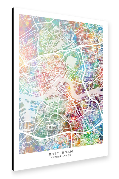 Alu-Dibond "Rotterdam-Skyline-Farbe" 30x20 cm artboxONE