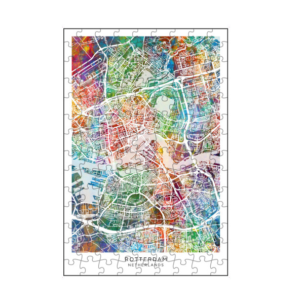 artboxONE Puzzle "Rotterdam-Skyline-Farbe" artboxONE - Städte - Rotterdam,Niederlande,Stadtkarte,Karte,Stadtplan,Aquarell,Malerei