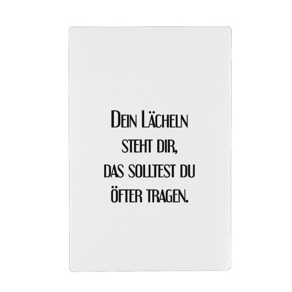 Metall Poster "Dein Lächeln Typografie" artboxONE - Typografie,Abstrakt,Lustig