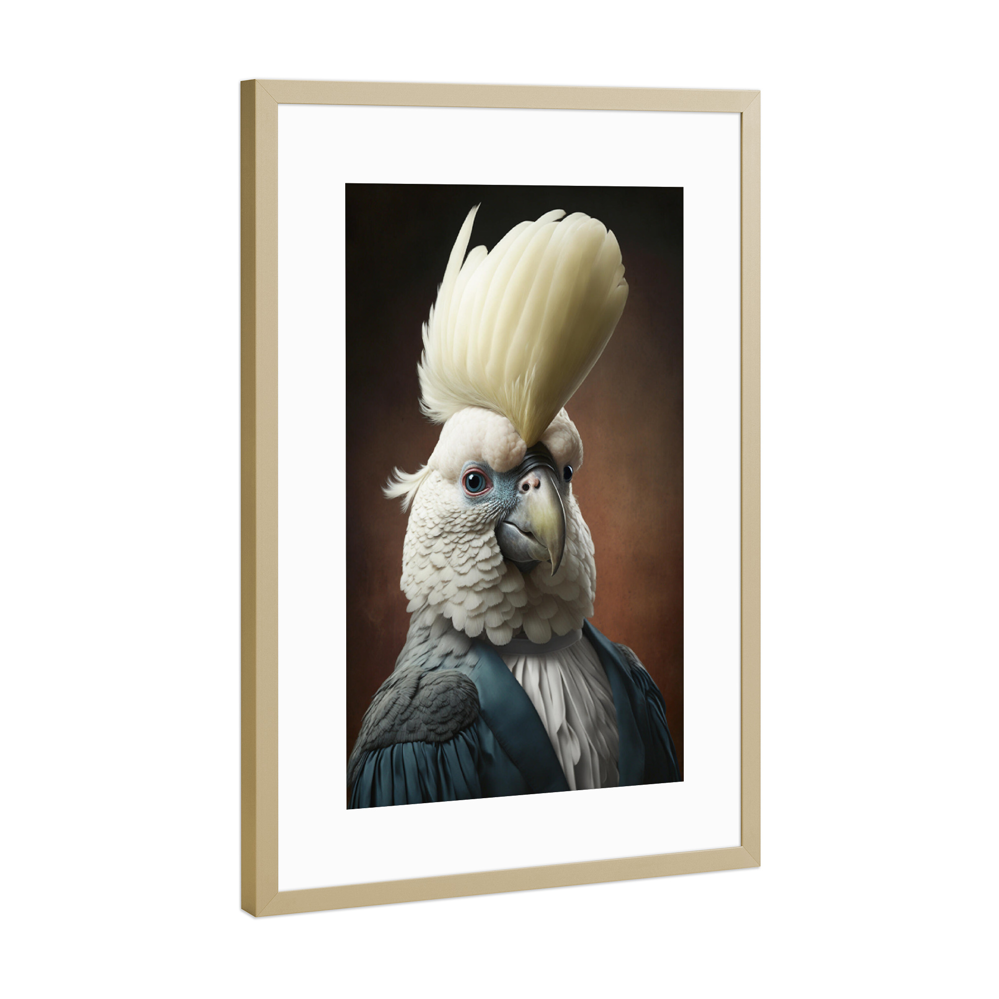 Poster mit Rahmen Gold "Richter Kakadu Emil" artboxONE - Tiere,Lustig