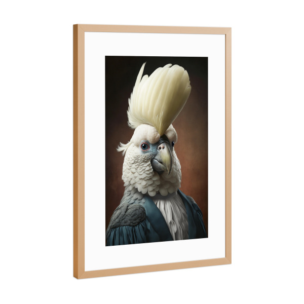 Poster mit Rahmen Kupfer "Richter Kakadu Emil" artboxONE - Tiere,Lustig