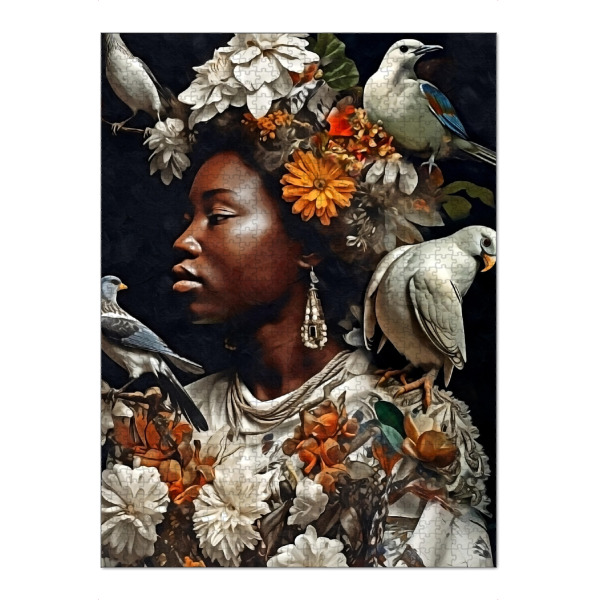 Puzzle Ravensburger "Blumenfrau mit weißen Vögeln" artboxONE - Natur,Abstrakt,Menschen