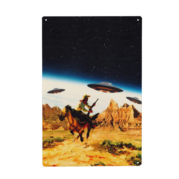 Holzbild "UFO-Weltraumjagd" artboxONE - Fiktion,Für Papa,Galaxy