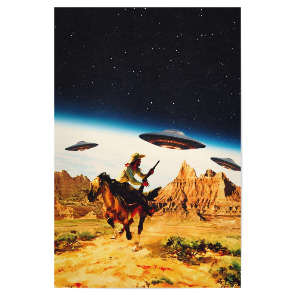Poster 30x20 cm "UFO-Weltraumjagd" artboxONE - Fiktion,Für Papa,Galaxy