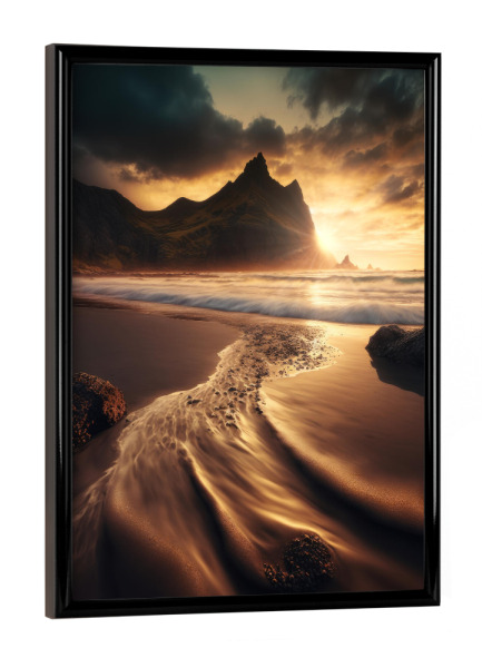 Poster mit schwarzem Rahmen "Beach Sunrise" artboxONE - Natur,Reise,Reise / Strand und Meer - Art,Landscape,Landschaft,Strand,Beach,Sunset,Sunrise