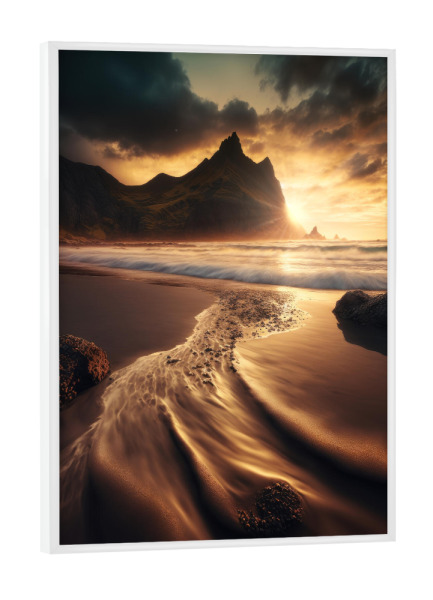 Poster mit weißem Rahmen "Beach Sunrise" artboxONE - Natur,Reise,Reise / Strand und Meer - Art,Landscape,Landschaft,Strand,Beach,Sunset,Sunrise