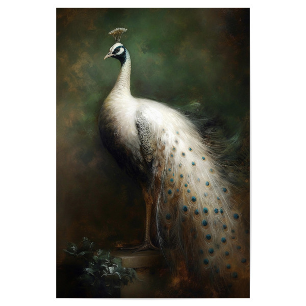 Poster 30x20 cm "Weißer Pfau Gemälde" artboxONE - Natur,Floral,Tiere