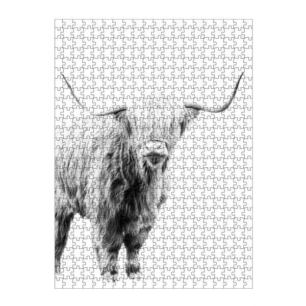 Puzzle Ravensburger "Schwarz-weiße Highlander-Kuh" artboxONE - Natur,Tiere,Schwarzweiß