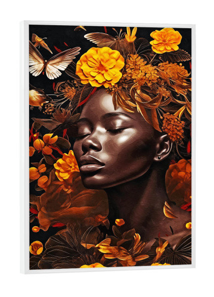 Poster mit weißem Rahmen "Blumenfrau mit Natur" artboxONE - Natur,Abstrakt,Menschen