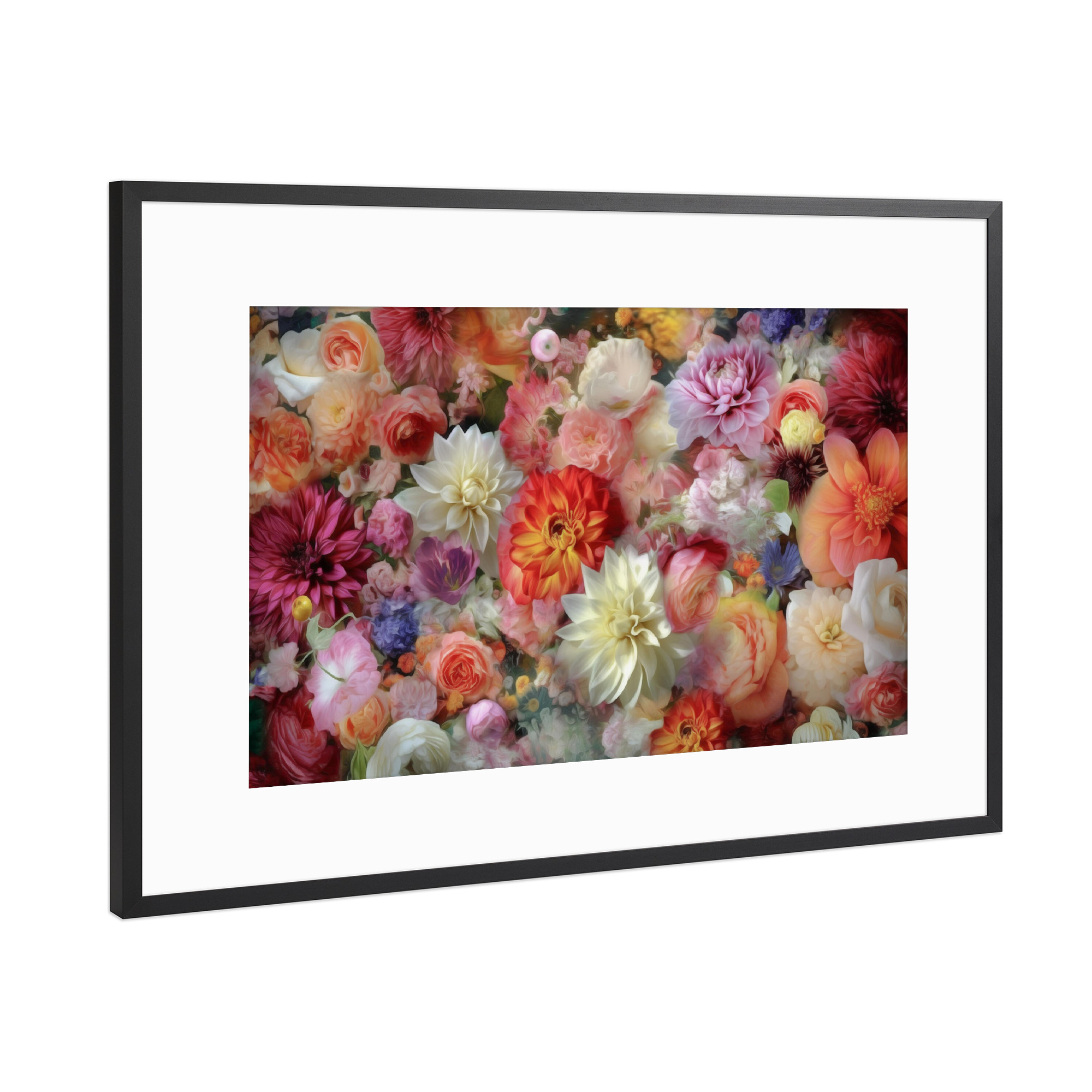 Poster mit Rahmen Schwarz (Metallic) "Bunte Blumen liebe" artboxONE - Natur,Floral