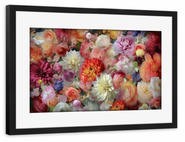 Poster mit Rahmen schwarz "Bunte Blumen liebe" artboxONE - Natur,Floral