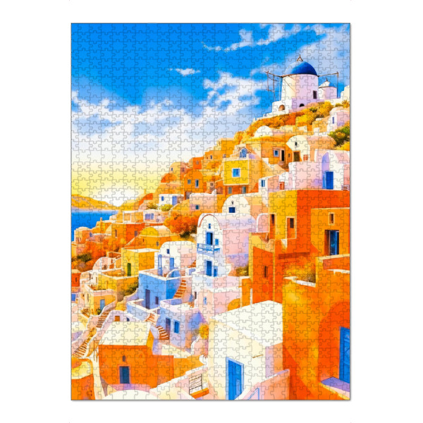 Puzzle Ravensburger "Sommerurlaub auf Santorini" artboxONE - Städte,Natur,Reise,Architektur