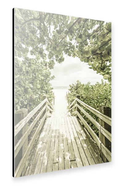 Alu-Dibond "Brücke zum Strand | Vintage" 30x20 cm artboxONE