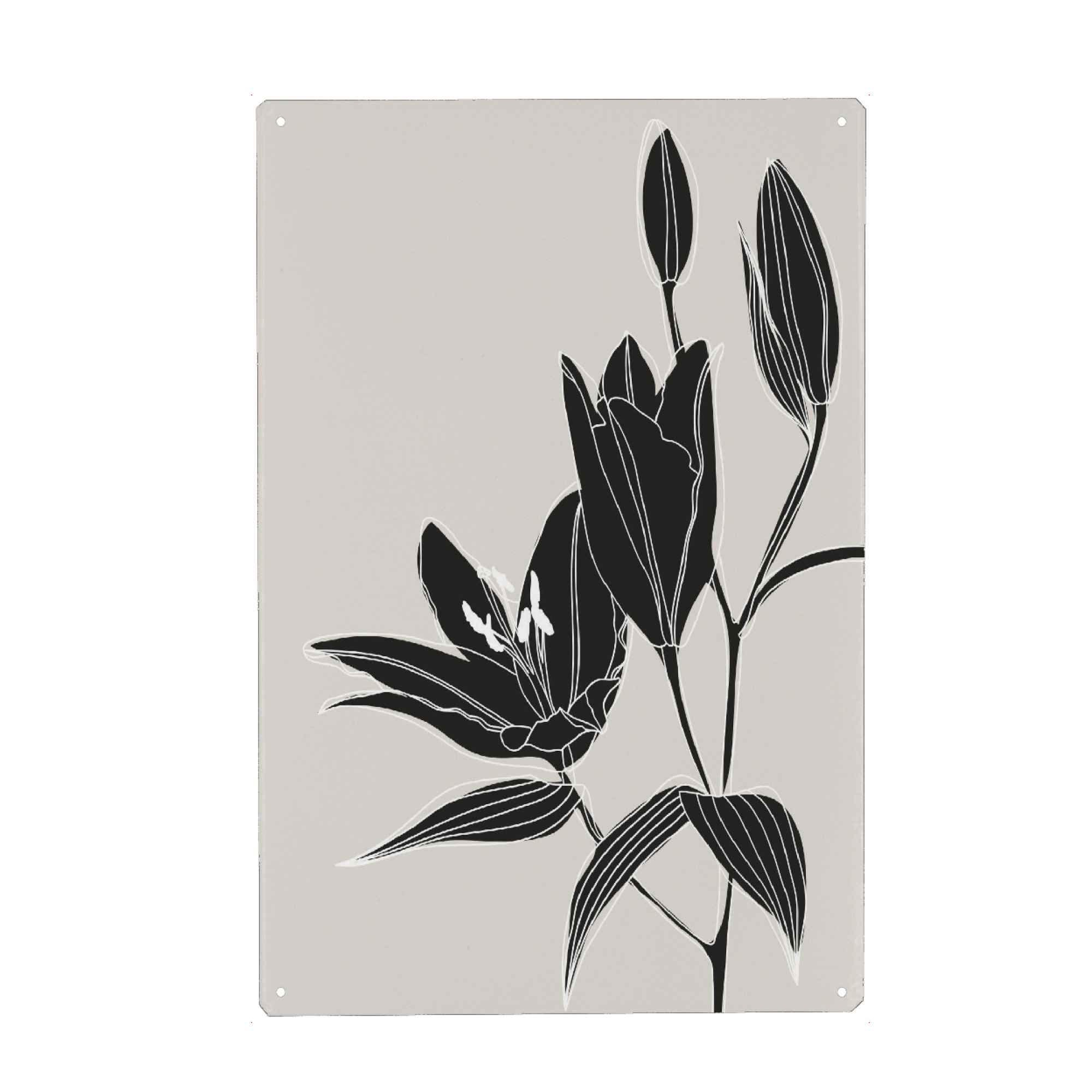 Holzbild "Line-Art-Lilien in Schwarz" artboxONE - Natur,Floral