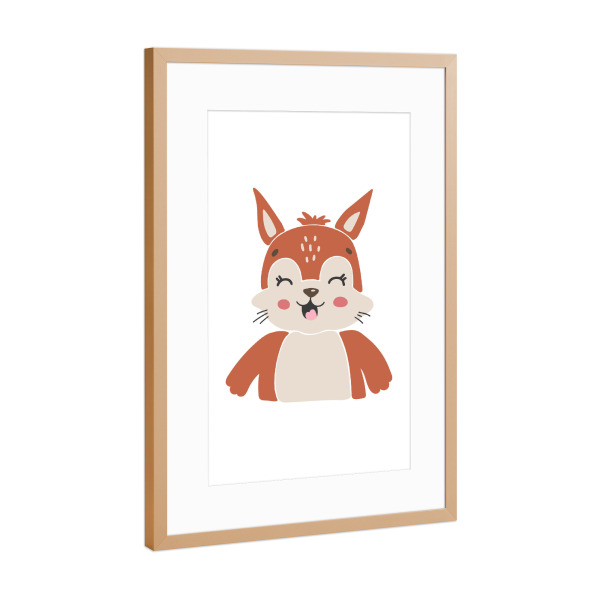 Poster mit Rahmen Kupfer "Eichhörnchen-Illustration" artboxONE - Für Kinder,Tiere