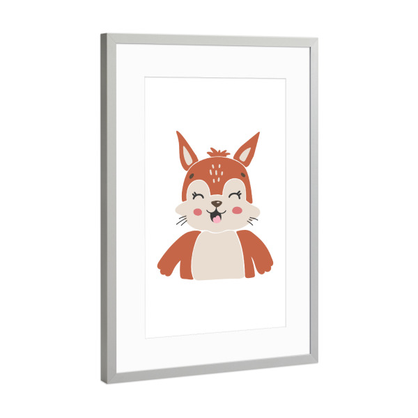 Poster mit Rahmen Silber "Eichhörnchen-Illustration" artboxONE - Für Kinder,Tiere