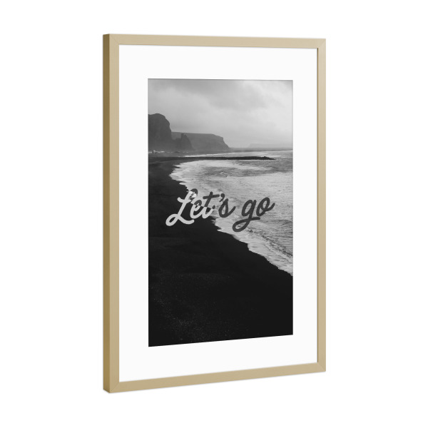 Poster mit Rahmen Gold "Lass uns geheimnisvoll werden" artboxONE - Typografie,Natur,Reise