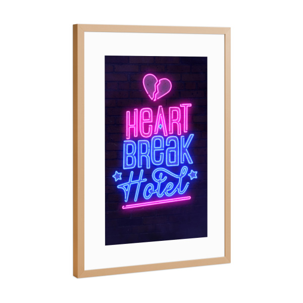 Poster mit Rahmen Kupfer "Heartbreak Hotel" artboxONE - Typografie,Liebe,Lustig