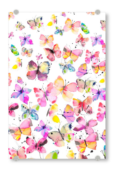 Acrylglasbild "Aquarell Bunte Schmetterlinge" artboxONE - Natur,Tiere,Liebe,Für Mama
