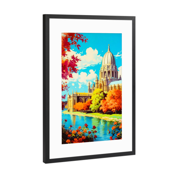 Poster mit Rahmen Schwarz (Metallic) "Vintage-Oxford" artboxONE - Natur,Floral,Städte / Weitere