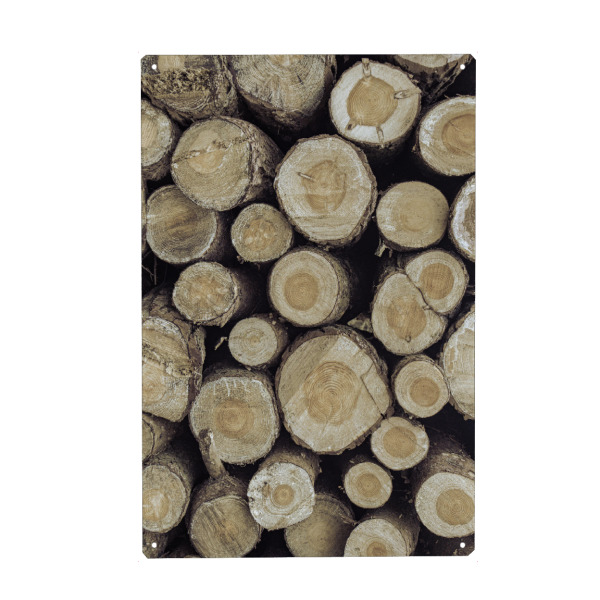 Metall Poster "Holzstapel" artboxONE - Natur,Männer
