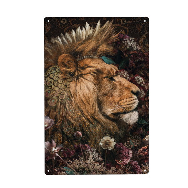 Holzbild "Löwenduett-Diptychon" artboxONE - Natur,Floral,Tiere - Löwe,Große katze,Mähnen,Diptychon,Blumen,Botanisch,Tier