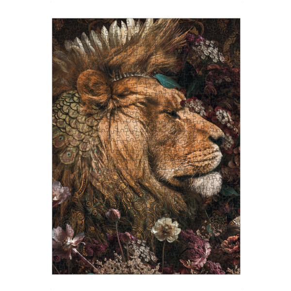 Puzzle Ravensburger "Löwenduett-Diptychon" artboxONE - Natur,Floral,Tiere - Löwe,Große katze,Mähnen,Diptychon,Blumen,Botanisch,Tier - Bild löwe