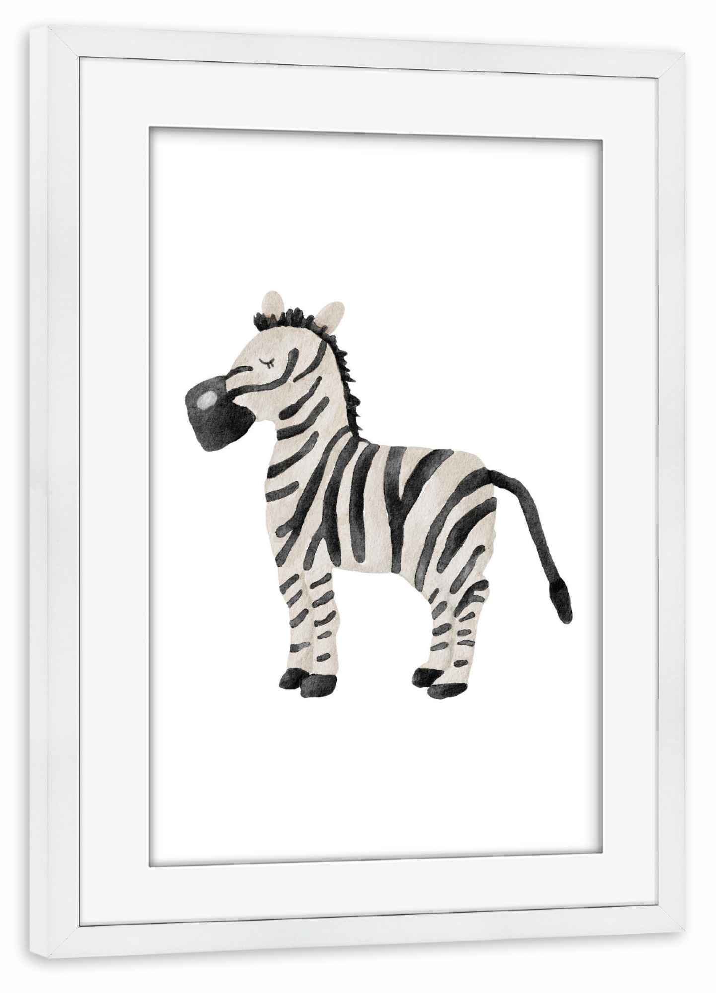 Poster mit Rahmen weiß "Aquarell-Zebra-Design" artboxONE - Tiere