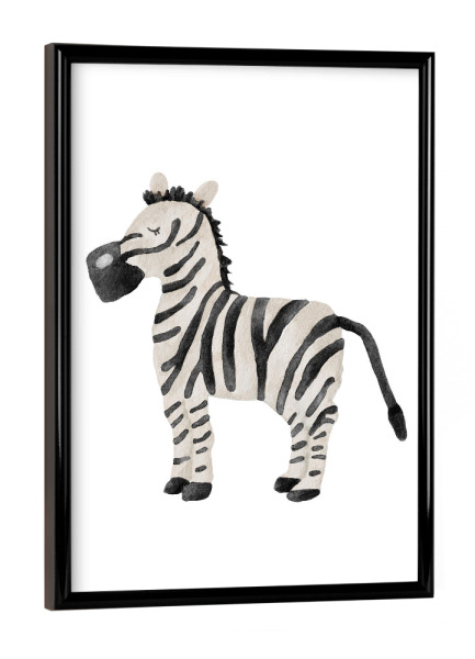 Poster mit schwarzem Rahmen "Aquarell-Zebra-Design" artboxONE - Tiere