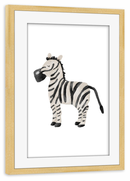 Poster mit Rahmen kiefer "Aquarell-Zebra-Design" artboxONE - Tiere