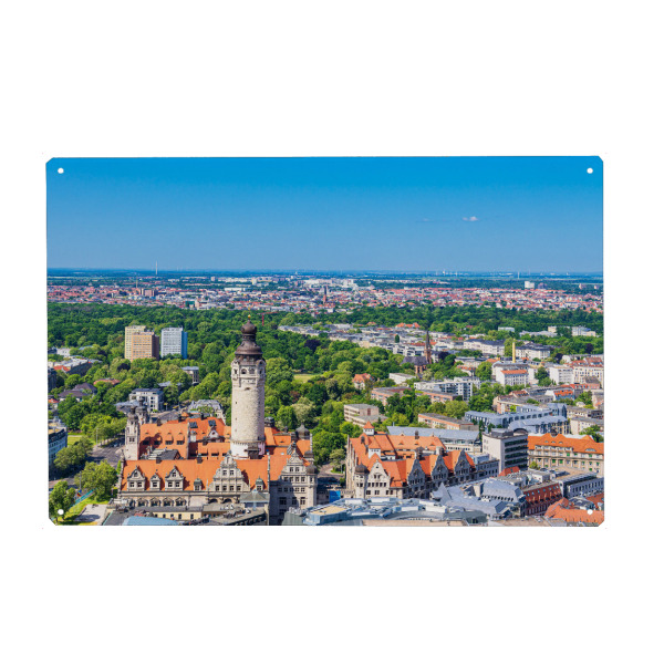 Metall Poster "Stadt, Turm, Häuser, Bäume" artboxONE - Reise,Architektur,Städte / Weitere