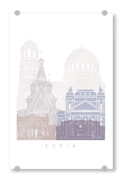 Acrylglasbild "Skyline von Sofia in Pastellfarben" artboxONE - Städte,Architektur