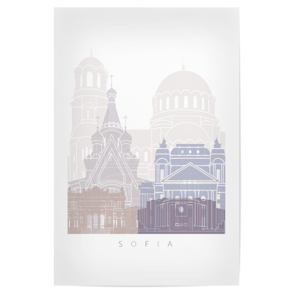 Poster 30x20 cm "Skyline von Sofia in Pastellfarben" artboxONE - Städte,Architektur
