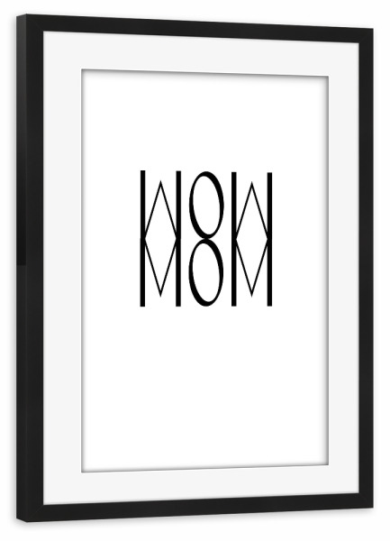 Poster mit Rahmen schwarz "WOW MOM" artboxONE - Typografie,Schwarzweiß,Buchstaben / M,Buchstaben / W,Für Mama