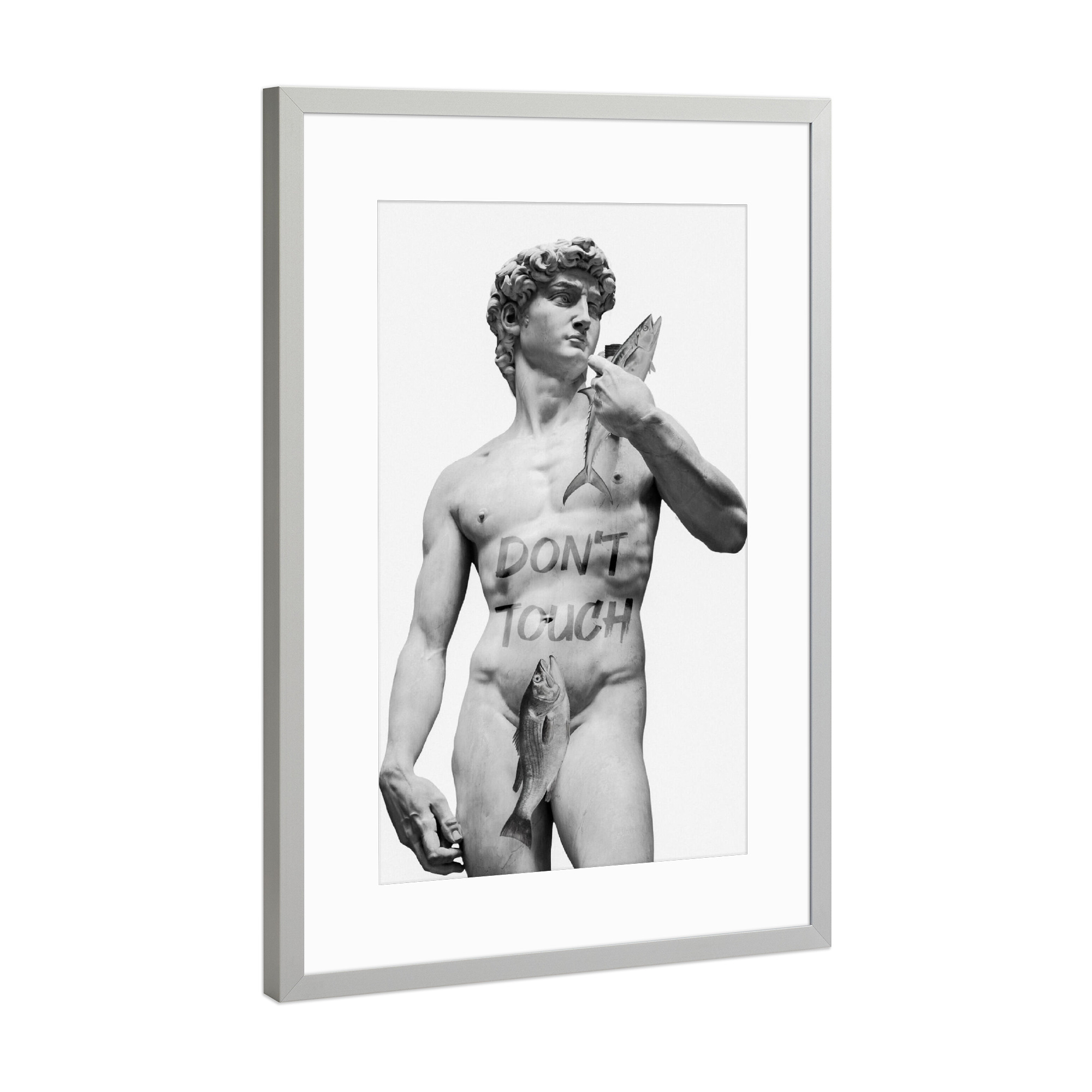Poster mit Rahmen Silber "David die Statue" artboxONE - Abstrakt,Männer,Lustig