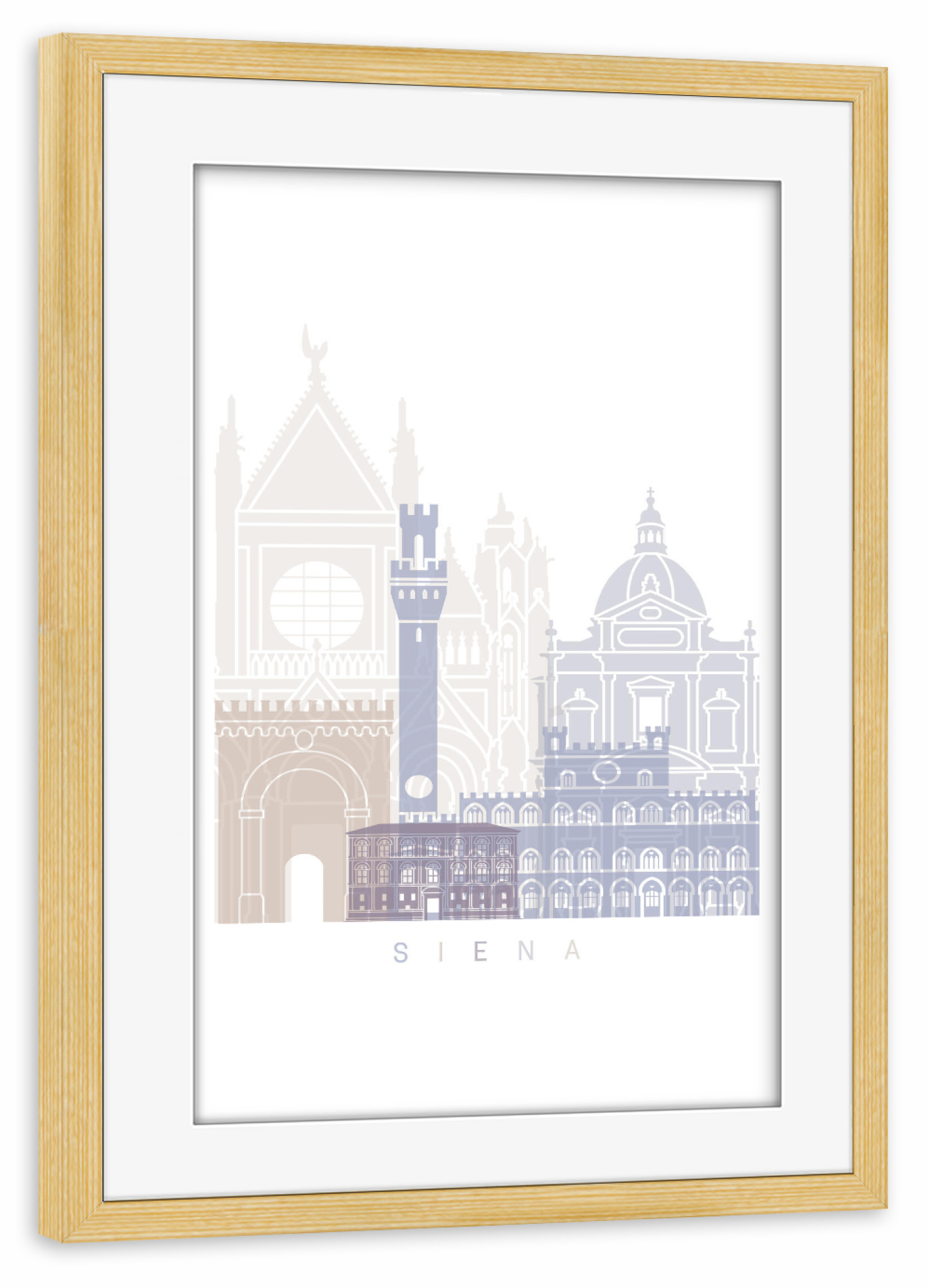 Poster mit Rahmen kiefer "SIENA SKYLINE PASTELL" artboxONE - Städte,Architektur