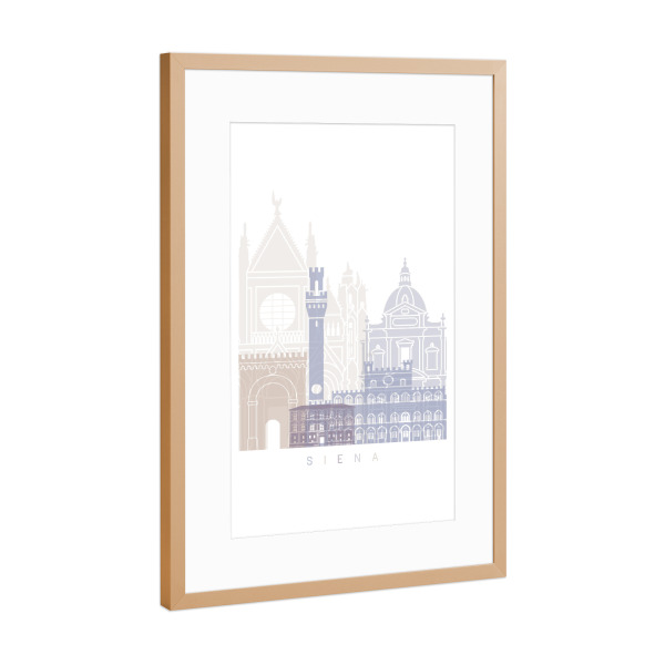 Poster mit Rahmen Kupfer "SIENA SKYLINE PASTELL" artboxONE - Städte,Architektur
