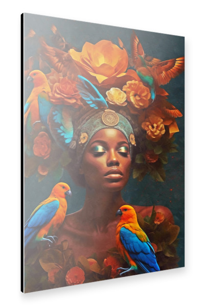 Alu-Dibond "Blumenfrau mit Orange" 30x20 cm artboxONE