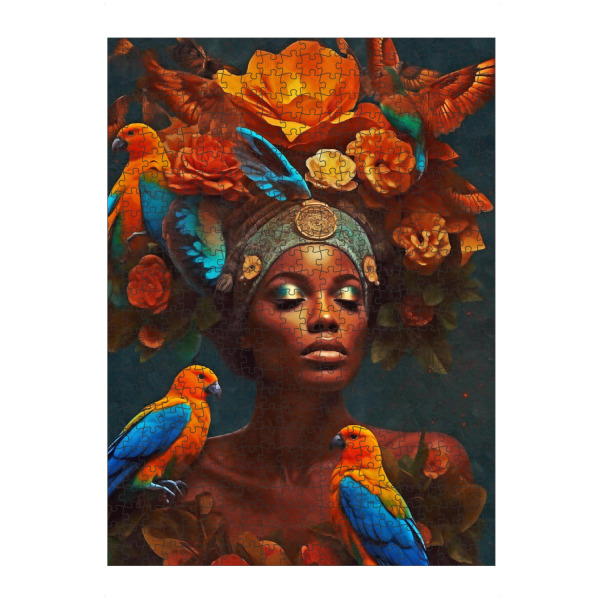 Puzzle Ravensburger "Blumenfrau mit Orange" artboxONE - Natur,Abstrakt,Menschen - Frau,Blumen,Blumen,Großes puzzle,Figurativ - Bild frau