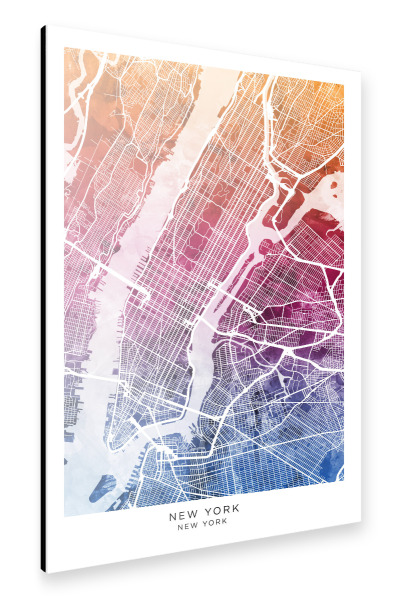 Alu-Dibond "Straßenkarten von New York City" 30x20 cm artboxONE