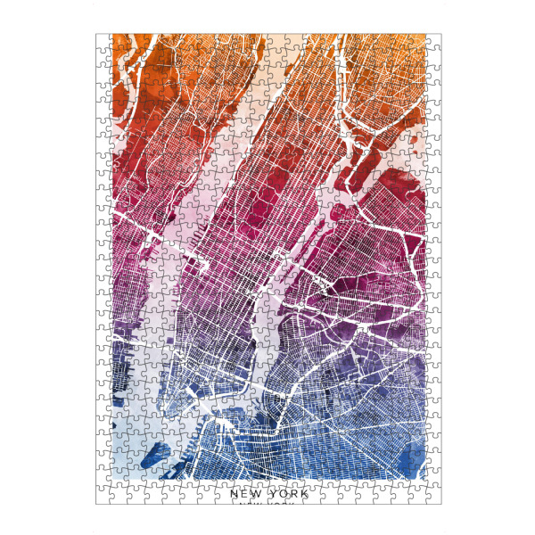 Puzzle Ravensburger "Straßenkarten von New York City" artboxONE - Städte - New york,Vereinigte staaten,Stadtkarte,Karte,Stadtplan,Aquarell,Malerei