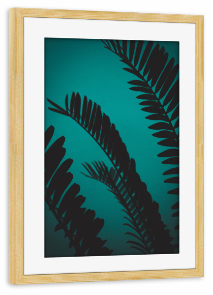Poster mit Rahmen kiefer "Grün schattierte Palmblätter" artboxONE - Natur,Floral,Reise / Strand und Meer