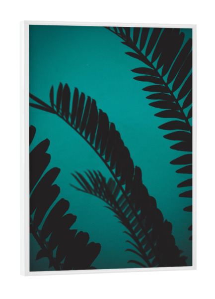 Poster mit weißem Rahmen "Grün schattierte Palmblätter" artboxONE - Natur,Floral,Reise / Strand und Meer