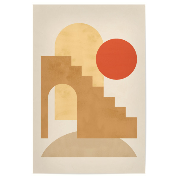 Poster "Geometric shapes B" artboxONE - Abstrakt,Geometrie - Abstract,Geometric,Minimalist,Harmony,Sunset,Painting,Watercolor,Collage,Modern,Balance
