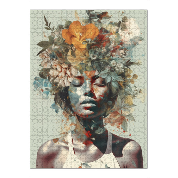 Puzzle Ravensburger "Pop floral Portrait" artboxONE - Natur,Floral,Abstrakt,Menschen