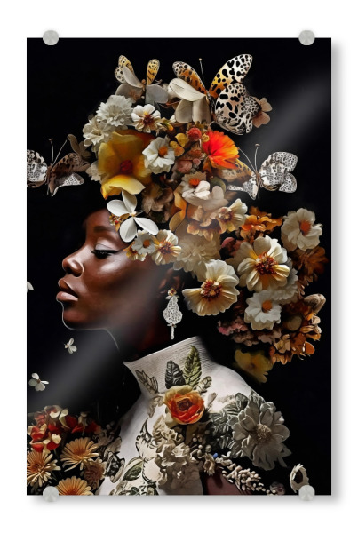 Acrylglasbild "Blumenfrau mit Weißgold" artboxONE - Natur,Abstrakt,Menschen