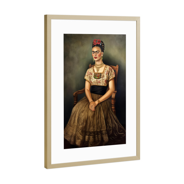 Poster mit Rahmen Gold "Frida Kahlo Malerei" artboxONE - Floral,Menschen,Fashion