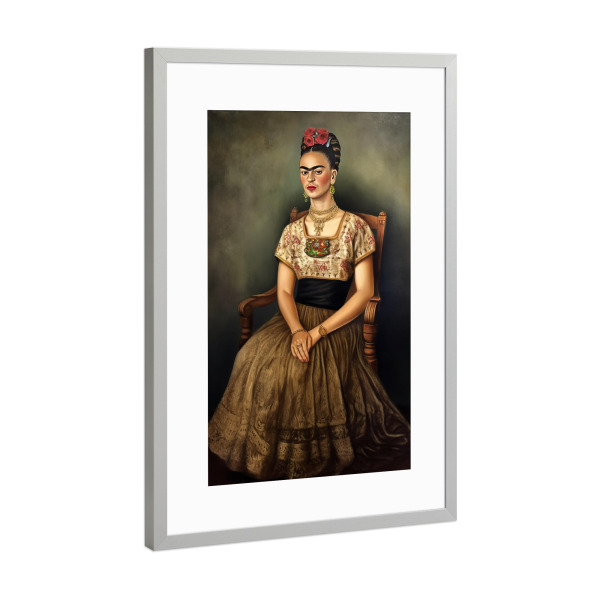 Poster mit Rahmen Silber "Frida Kahlo Malerei" artboxONE - Floral,Menschen,Fashion